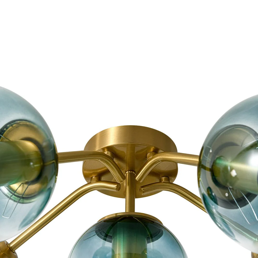 Bloom Brass Blue Glass Bubble Semi Flush Chandelier - Image 20