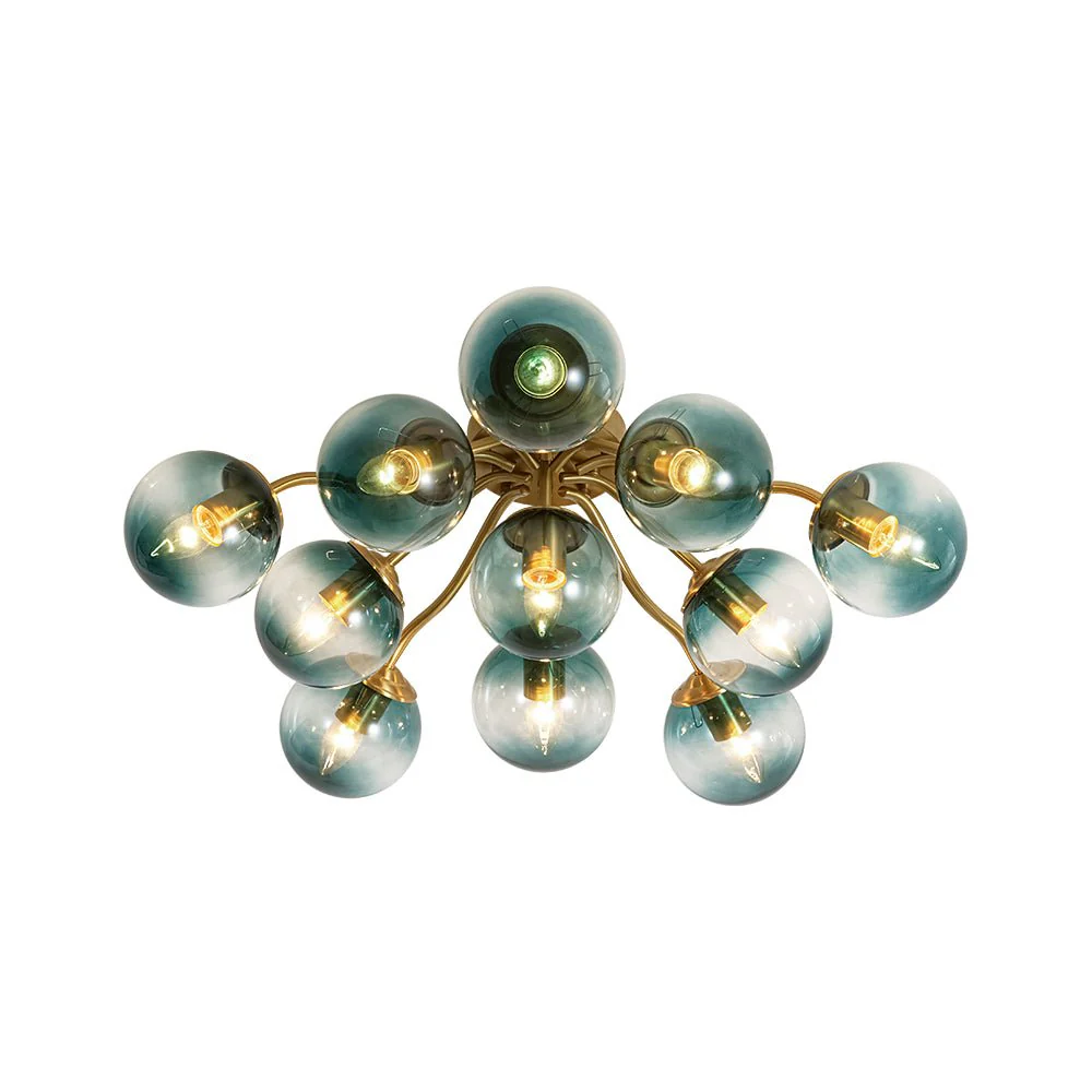 Bloom Brass Blue Glass Bubble Semi Flush Chandelier - Image 24