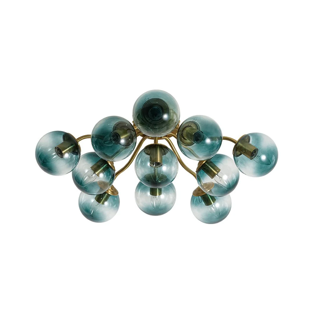 Bloom Brass Blue Glass Bubble Semi Flush Chandelier - Image 25
