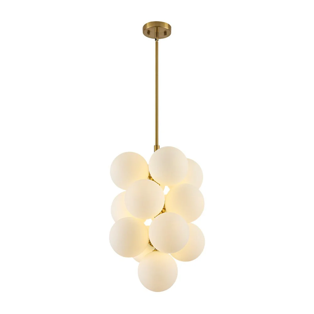 Bloom Brass Cluster Opal Glass Globe Bubble Chandelier - Image 10
