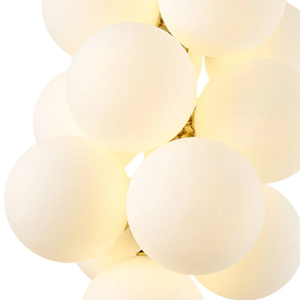 Bloom Brass Cluster Opal Glass Globe Bubble Chandelier - Image 12