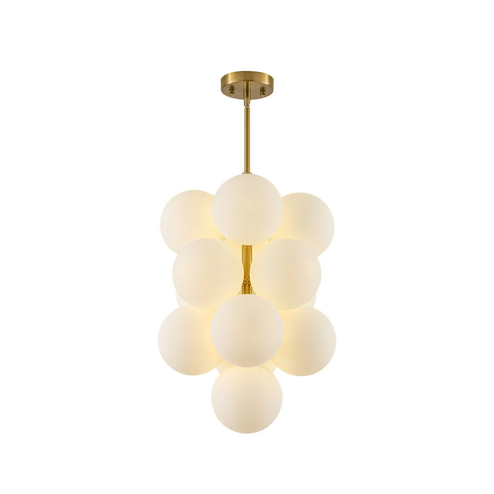 Bloom Brass Cluster Opal Glass Globe Bubble Chandelier - Image 4