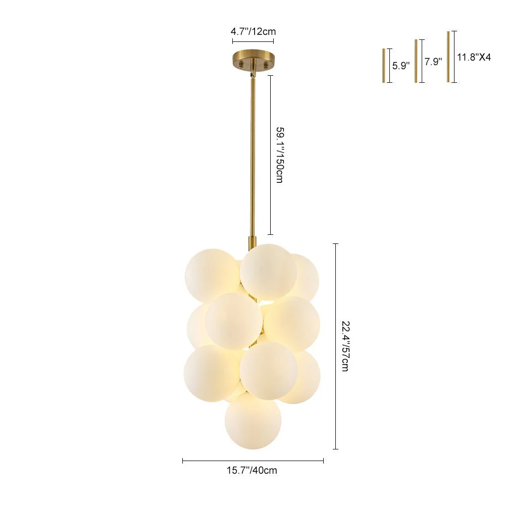 Bloom Brass Cluster Opal Glass Globe Bubble Chandelier - Image 5