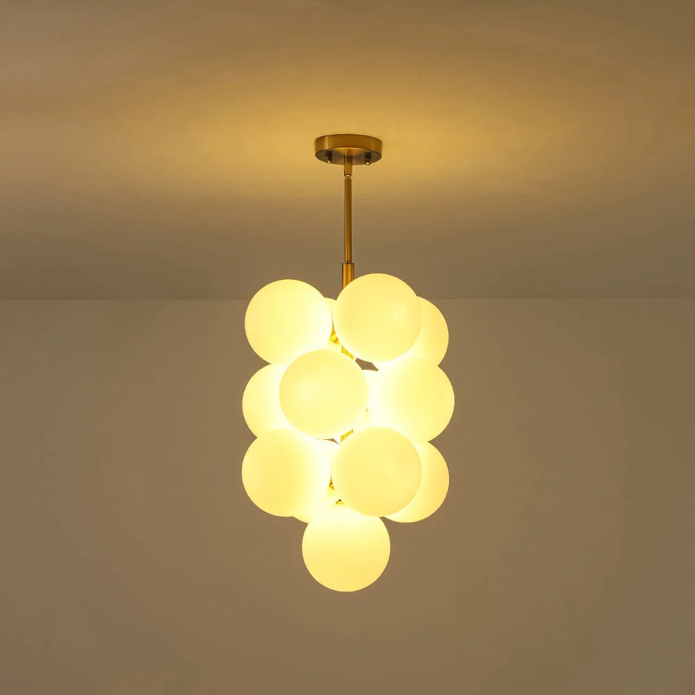 Bloom Brass Cluster Opal Glass Globe Bubble Chandelier - Image 6