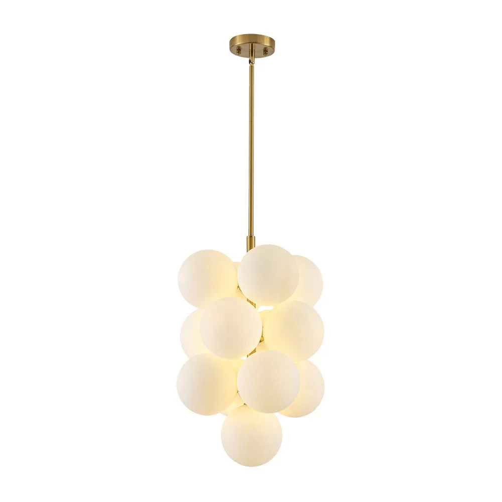 Bloom Brass Cluster Opal Glass Globe Bubble Chandelier - Image 8