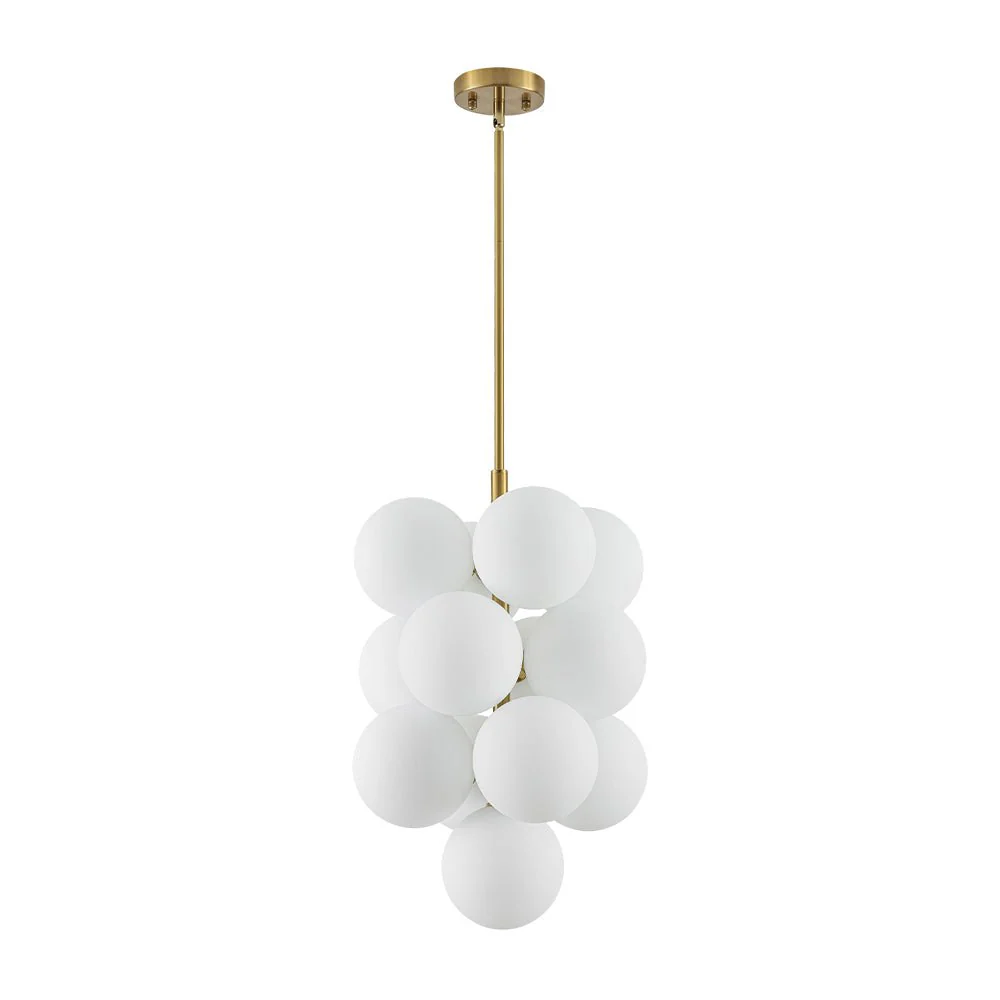 Bloom Brass Cluster Opal Glass Globe Bubble Chandelier - Image 9
