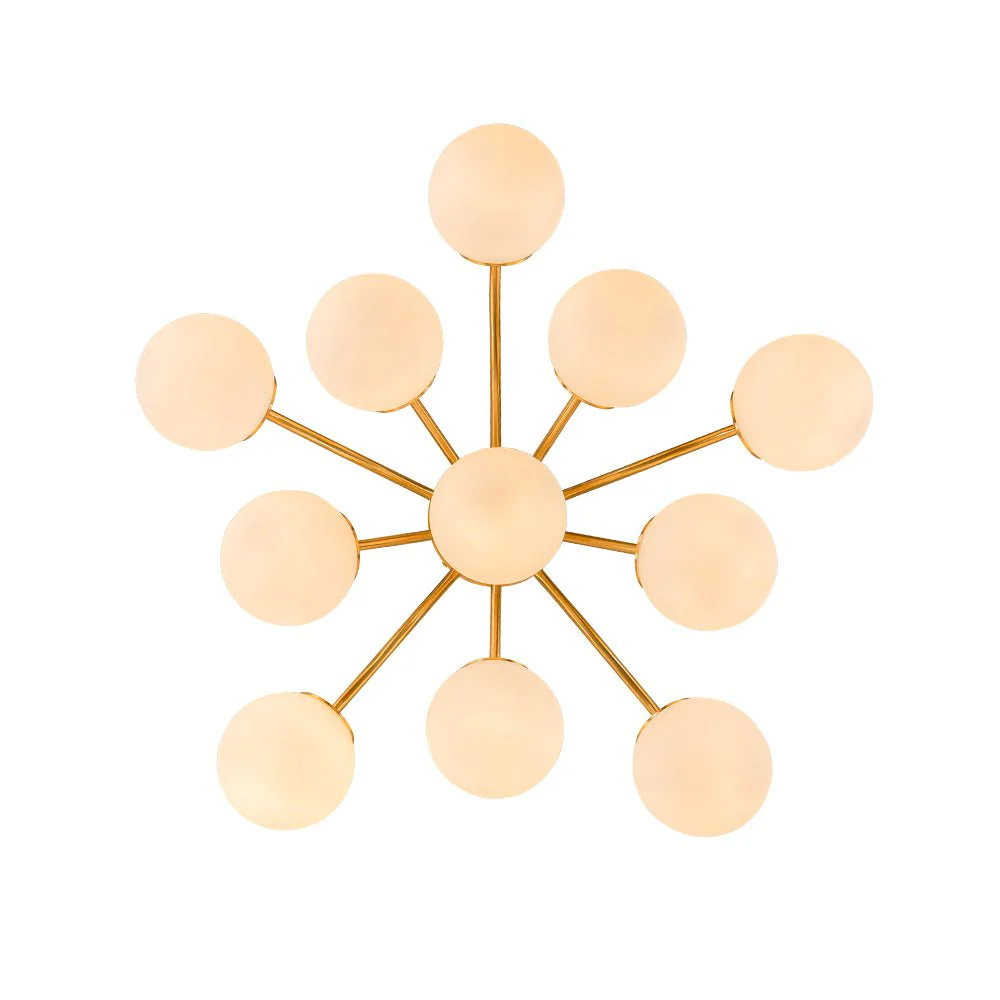 Bloom Brass Frosted Glass Bubble Semi Flush Chandelier - Image 16