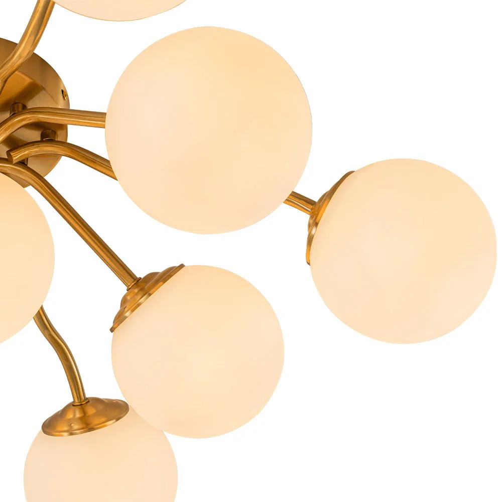 Bloom Brass Frosted Glass Bubble Semi Flush Chandelier - Image 18