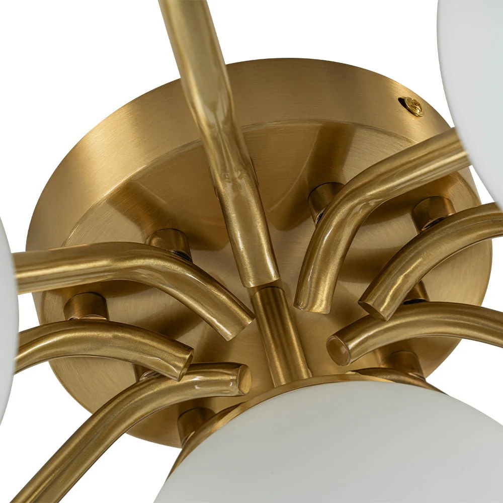 Bloom Brass Frosted Glass Bubble Semi Flush Chandelier - Image 20
