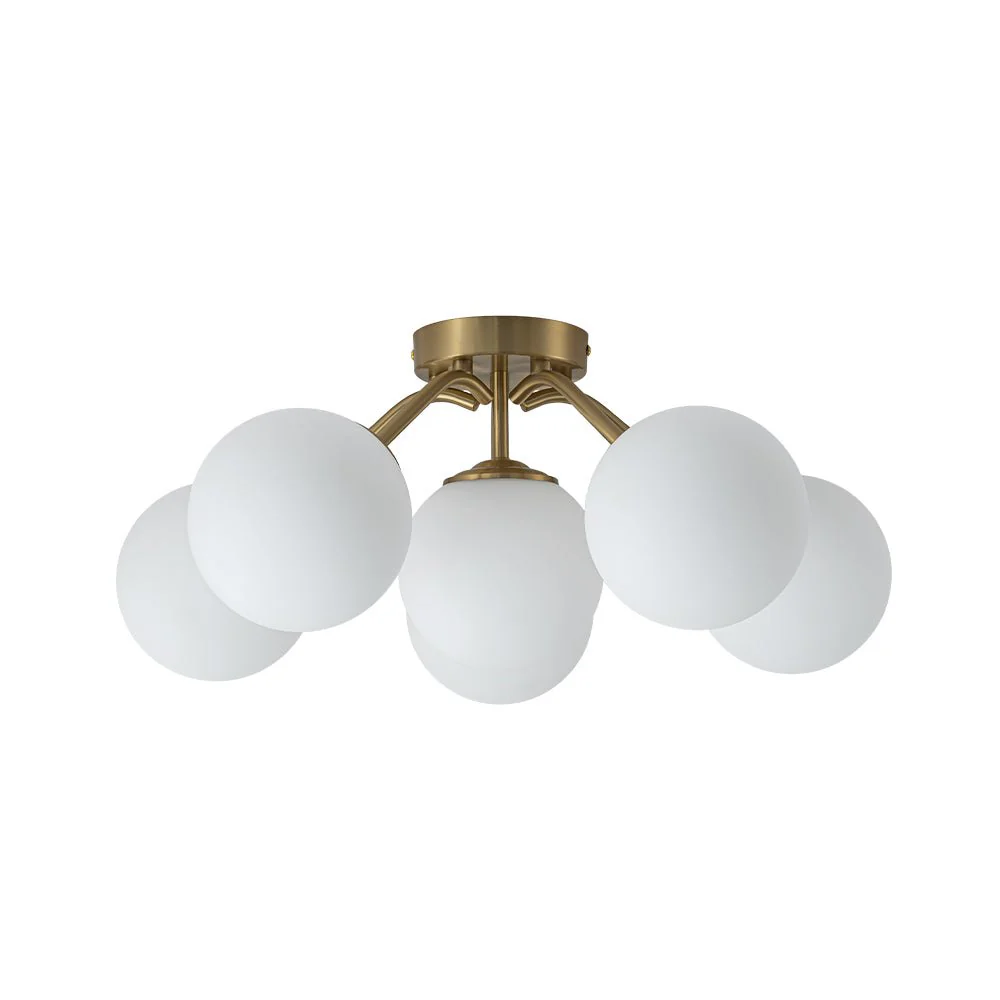 Bloom Brass Frosted Glass Bubble Semi Flush Chandelier - Image 36
