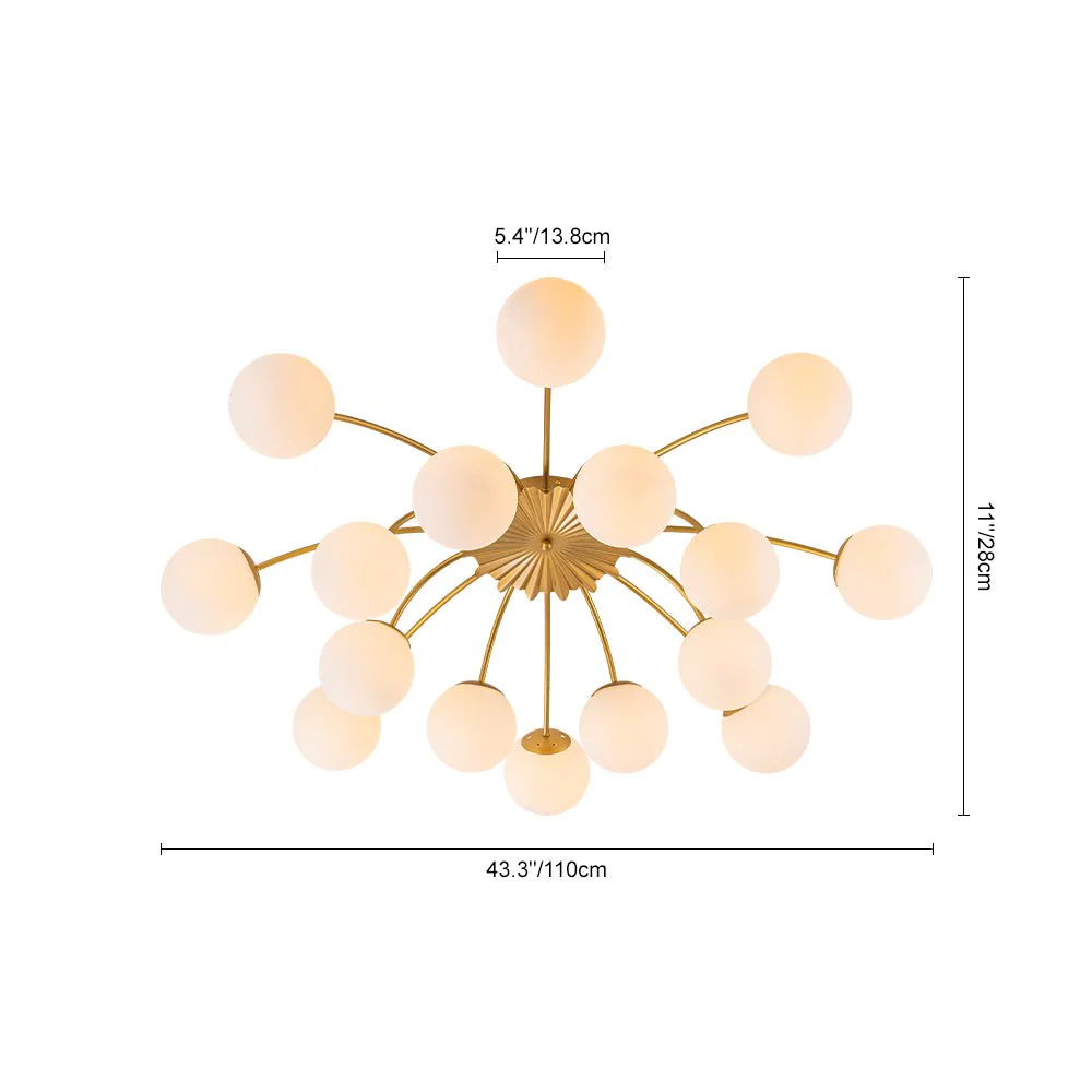 Bloom Dimmable Opal Glass Globe Bubble Semi Flush Chandelier - Image 10