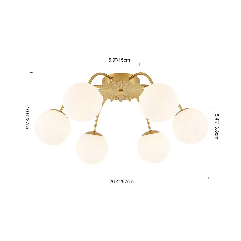 Bloom Dimmable Opal Glass Globe Bubble Semi Flush Chandelier - Image 11