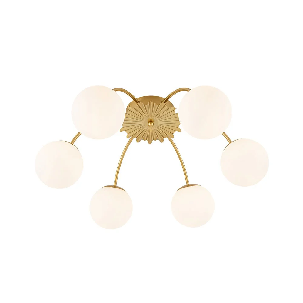 Bloom Dimmable Opal Glass Globe Bubble Semi Flush Chandelier - Image 14