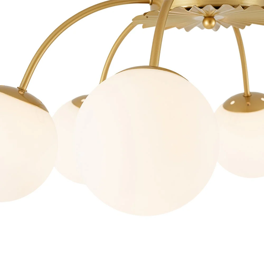 Bloom Dimmable Opal Glass Globe Bubble Semi Flush Chandelier - Image 19