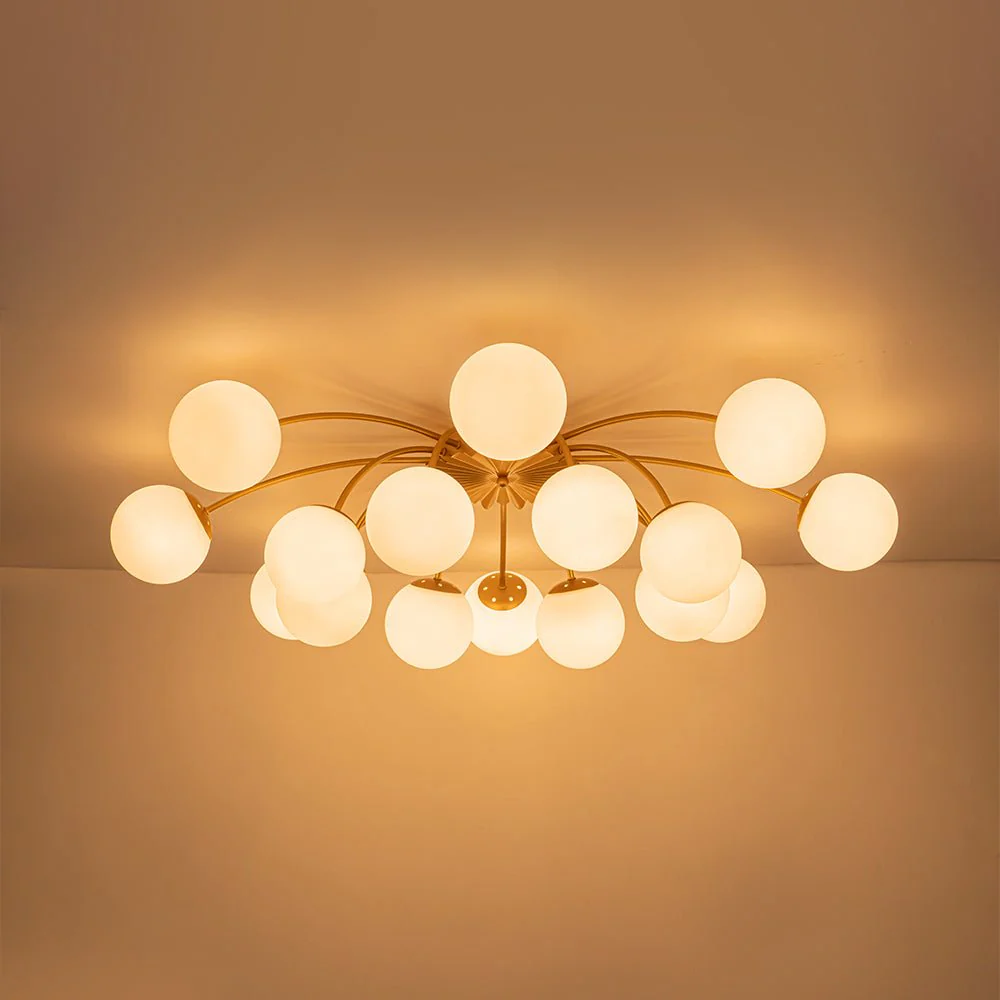 Bloom Dimmable Opal Glass Globe Bubble Semi Flush Chandelier - Image 21