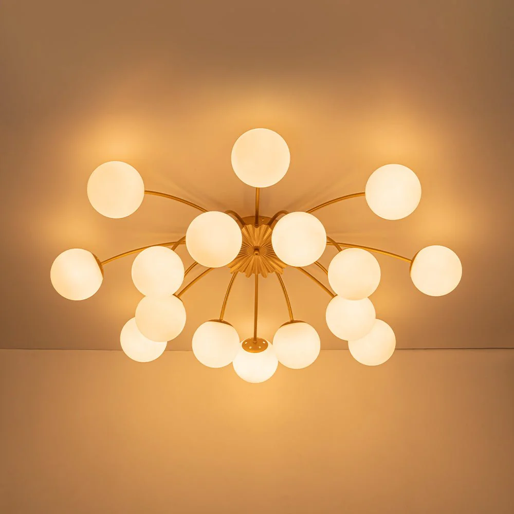Bloom Dimmable Opal Glass Globe Bubble Semi Flush Chandelier - Image 22