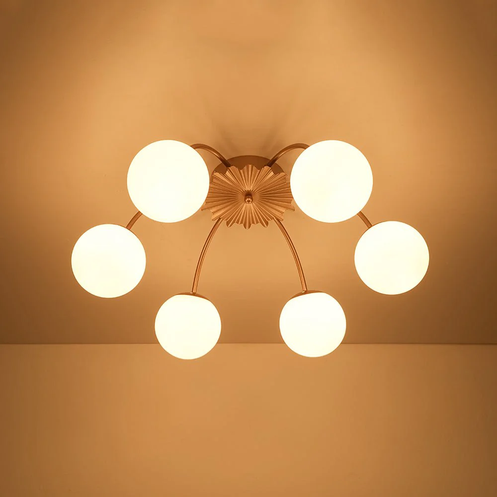 Bloom Dimmable Opal Glass Globe Bubble Semi Flush Chandelier - Image 23