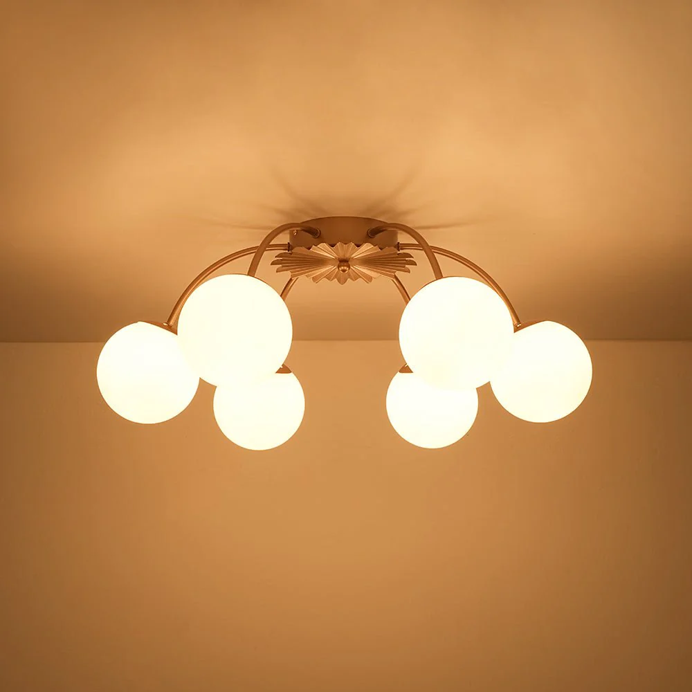 Bloom Dimmable Opal Glass Globe Bubble Semi Flush Chandelier - Image 24