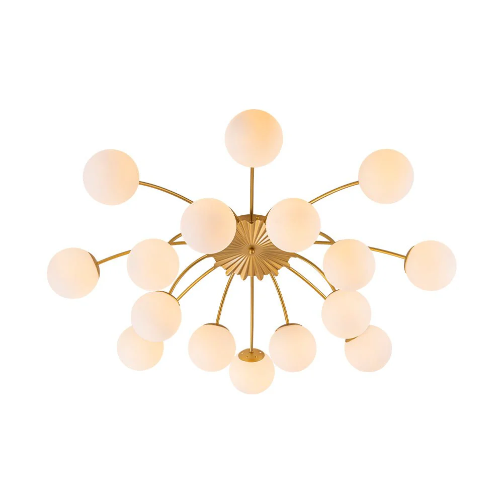 Bloom Dimmable Opal Glass Globe Bubble Semi Flush Chandelier - Image 5