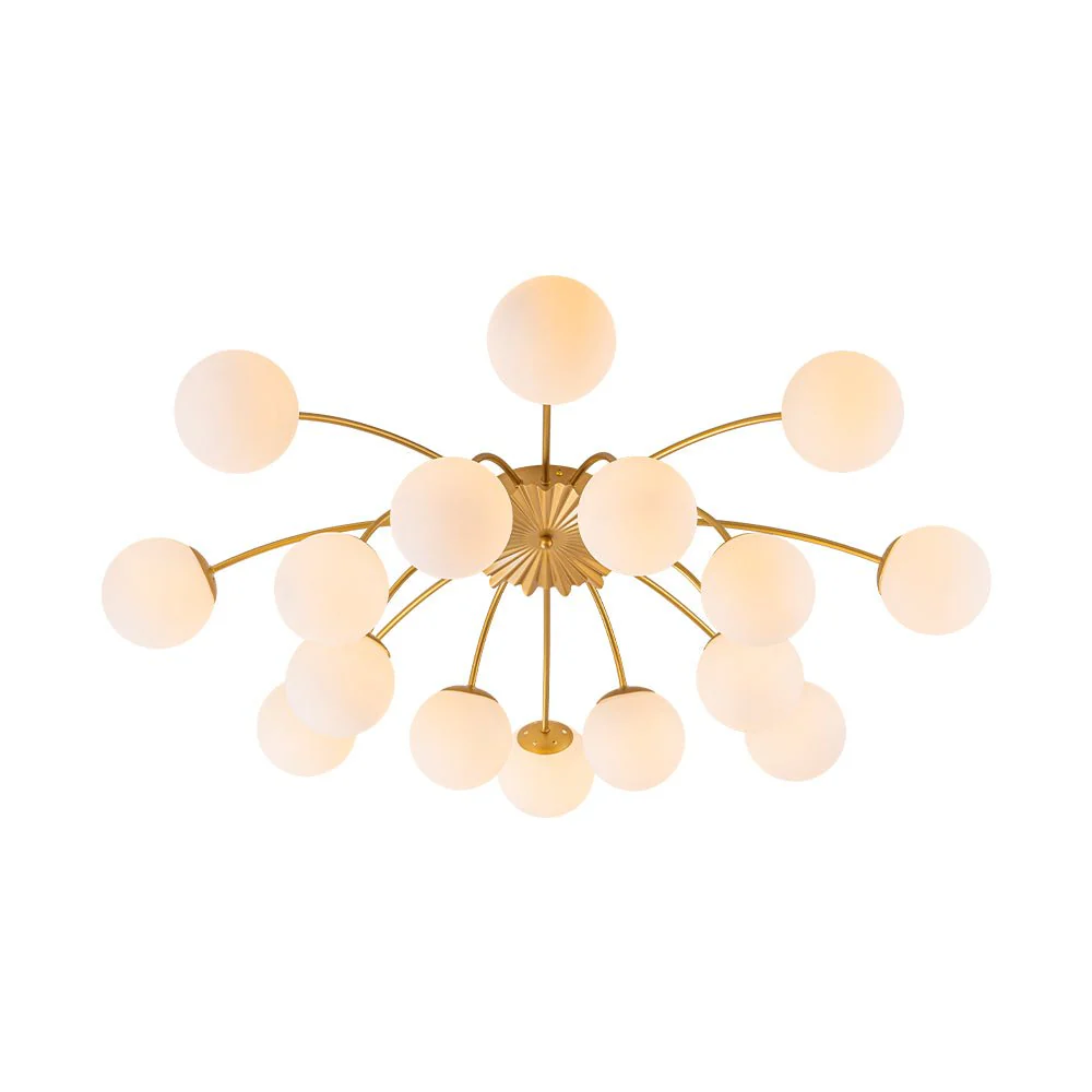 Bloom Dimmable Opal Glass Globe Bubble Semi Flush Chandelier - Image 7