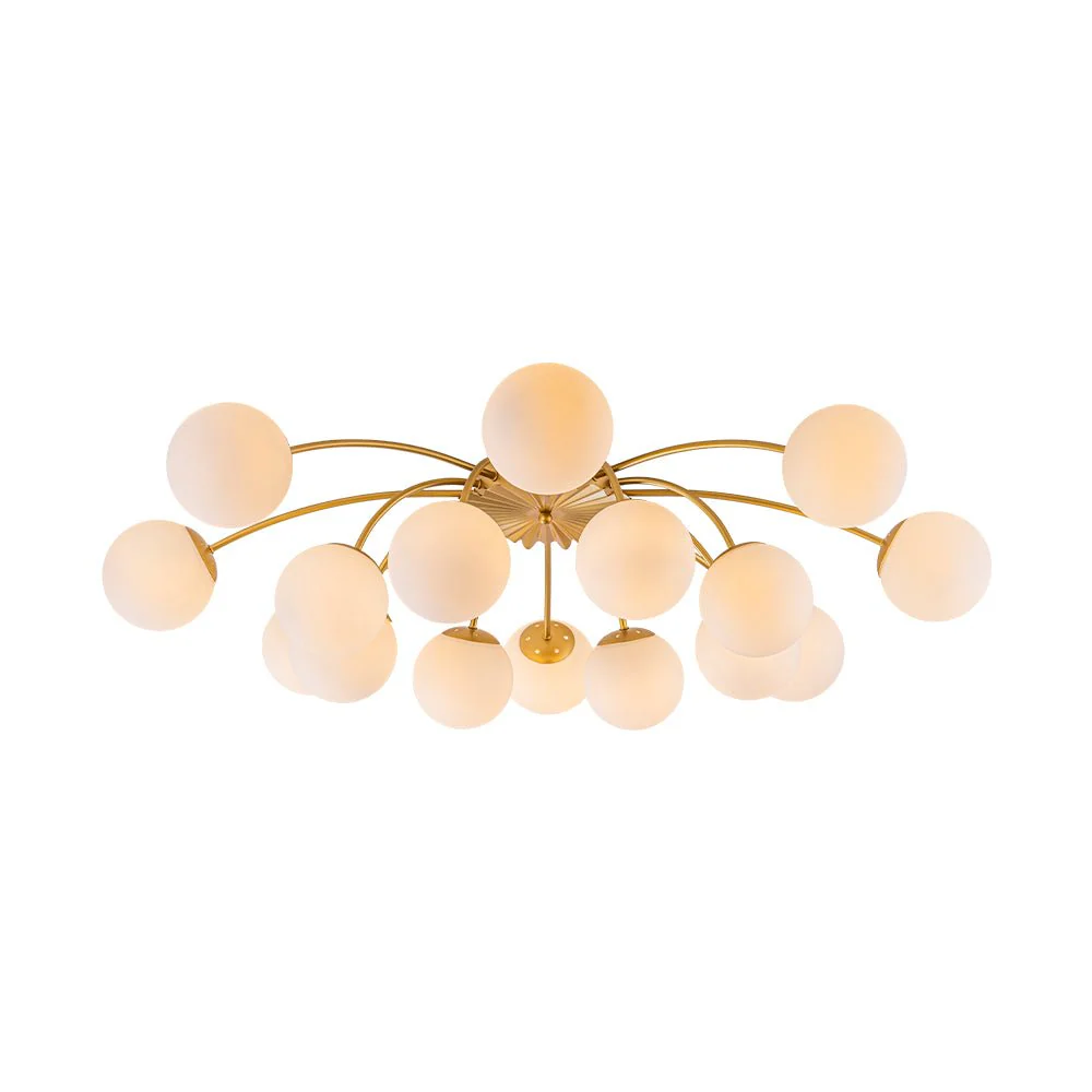 Bloom Dimmable Opal Glass Globe Bubble Semi Flush Chandelier - Image 8