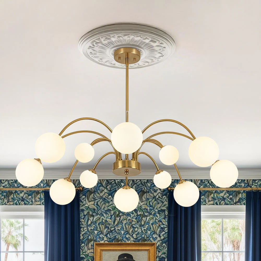 Bloom Frosted Glass Bubble Arched Arm Sputnik Chandelier