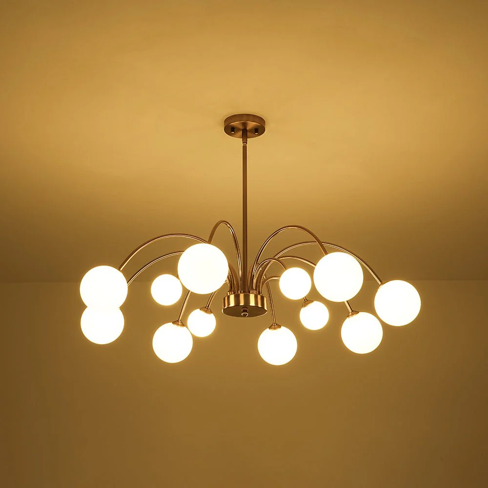 Bloom Frosted Glass Bubble Arched Arm Sputnik Chandelier - Image 10
