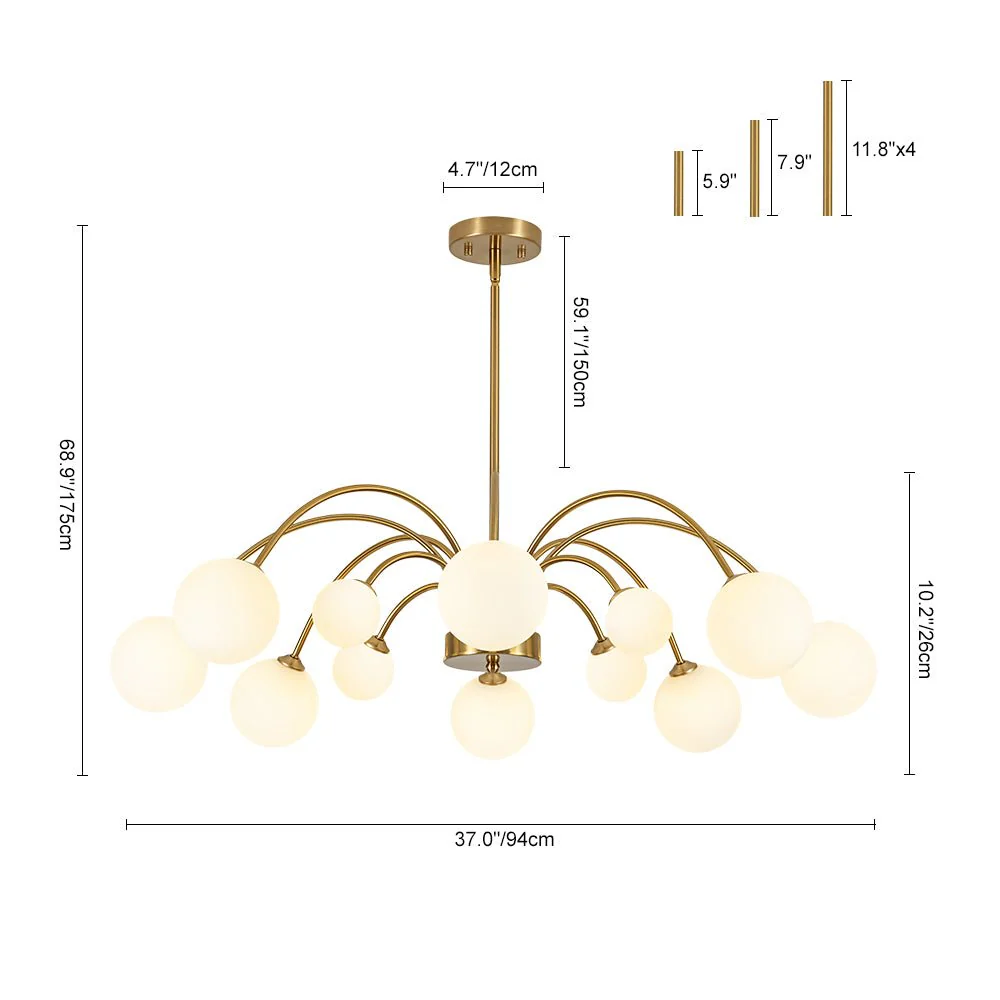 Bloom Frosted Glass Bubble Arched Arm Sputnik Chandelier - Image 11