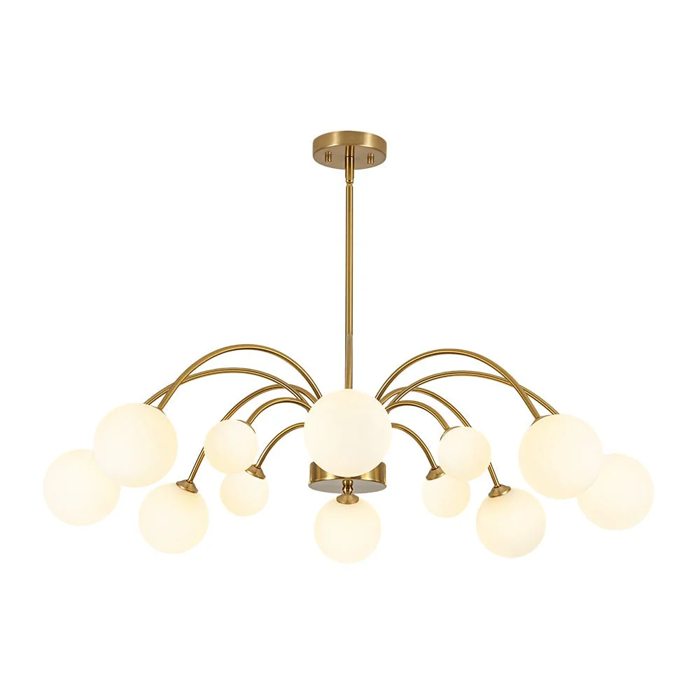 Bloom Frosted Glass Bubble Arched Arm Sputnik Chandelier - Image 4