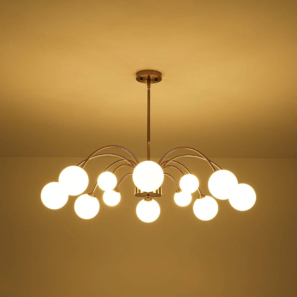 Bloom Frosted Glass Bubble Arched Arm Sputnik Chandelier - Image 9