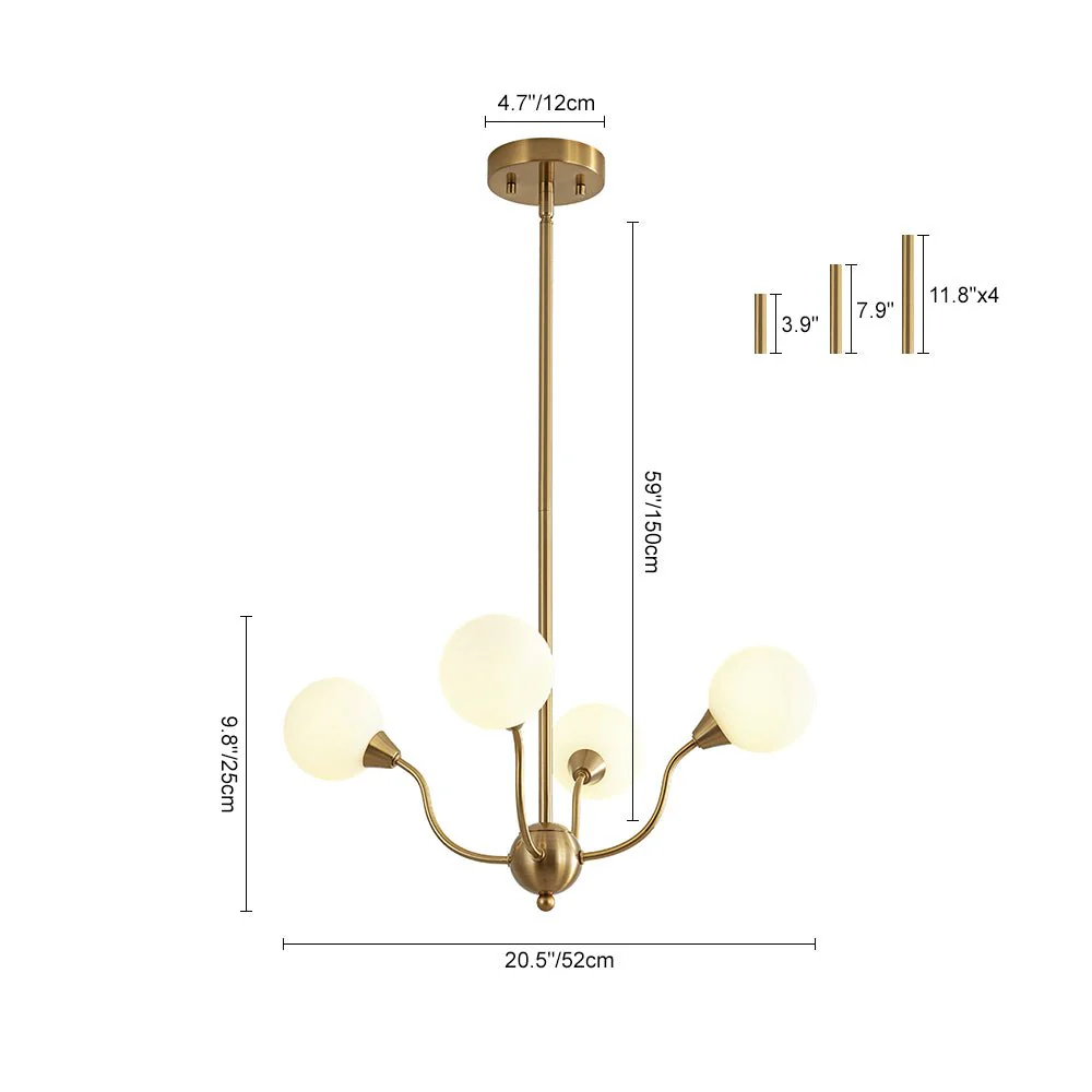 Bloom Frosted Glass Globe Bubble Brass Sputnik Chandelier - Image 15