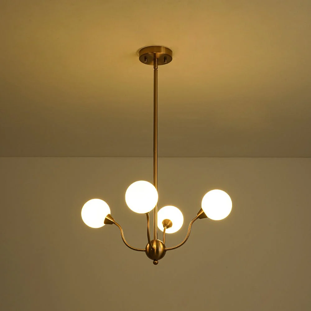 Bloom Frosted Glass Globe Bubble Brass Sputnik Chandelier - Image 19