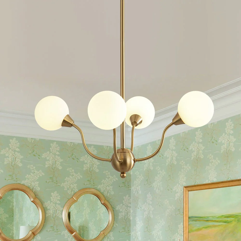 Bloom Frosted Glass Globe Bubble Brass Sputnik Chandelier - Image 4