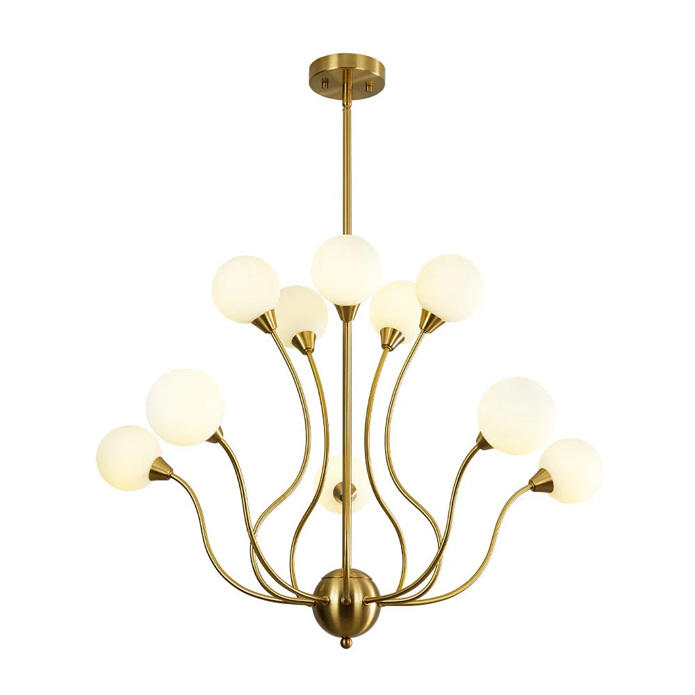 Bloom Frosted Glass Globe Bubble Brass Sputnik Chandelier - Image 5