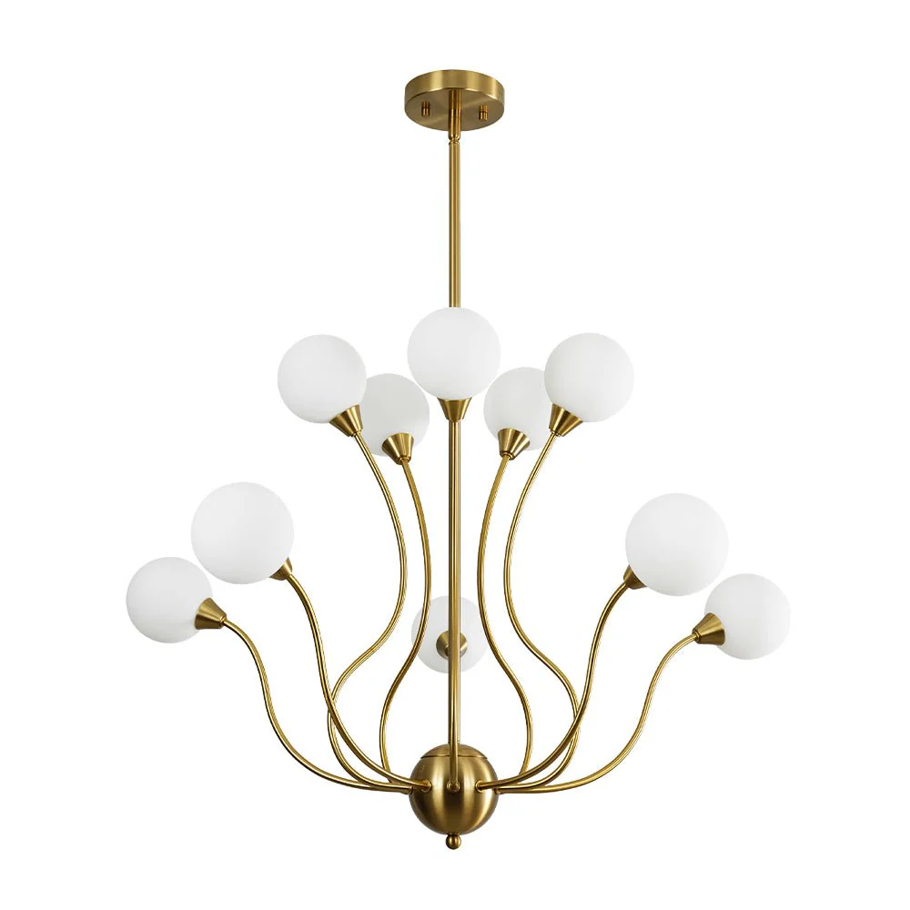 Bloom Frosted Glass Globe Bubble Brass Sputnik Chandelier - Image 6