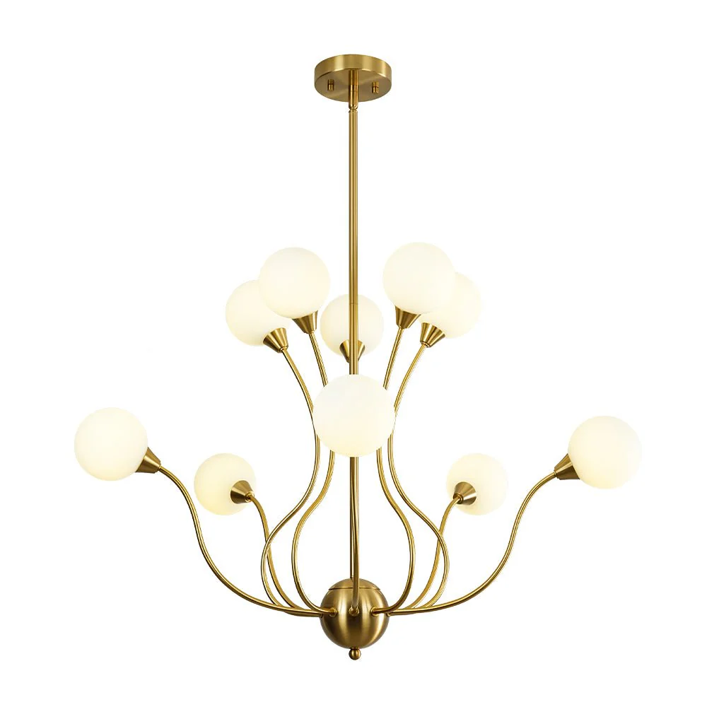 Bloom Frosted Glass Globe Bubble Brass Sputnik Chandelier - Image 7