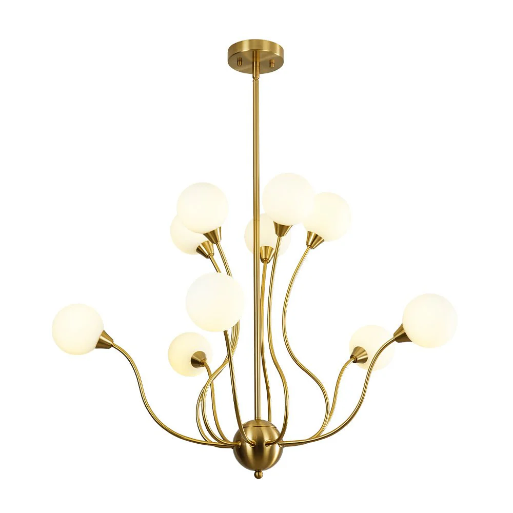 Bloom Frosted Glass Globe Bubble Brass Sputnik Chandelier - Image 9