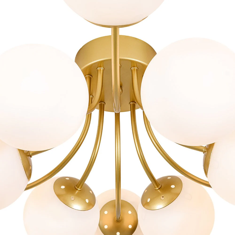 Bloom Tiered Frosted Glass Globe Bubble Semi Flush Chandelier - Image 12