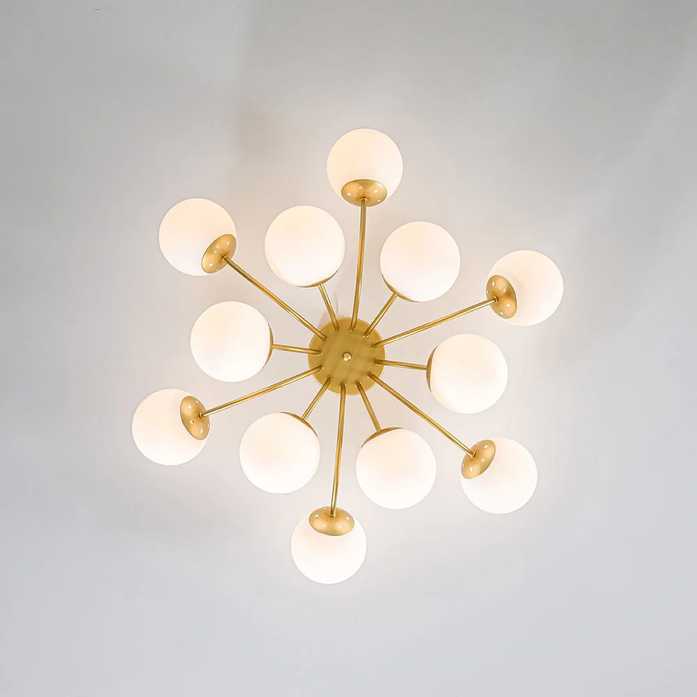 Bloom Tiered Frosted Glass Globe Bubble Semi Flush Chandelier - Image 13