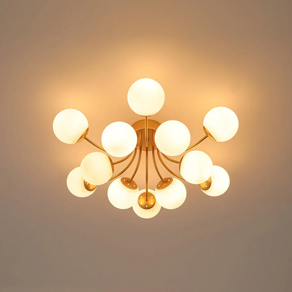 Bloom Tiered Frosted Glass Globe Bubble Semi Flush Chandelier - Image 14