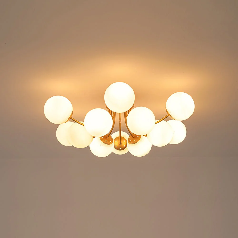 Bloom Tiered Frosted Glass Globe Bubble Semi Flush Chandelier - Image 15
