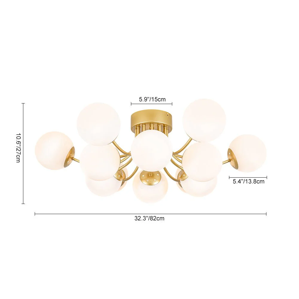 Bloom Tiered Frosted Glass Globe Bubble Semi Flush Chandelier - Image 16