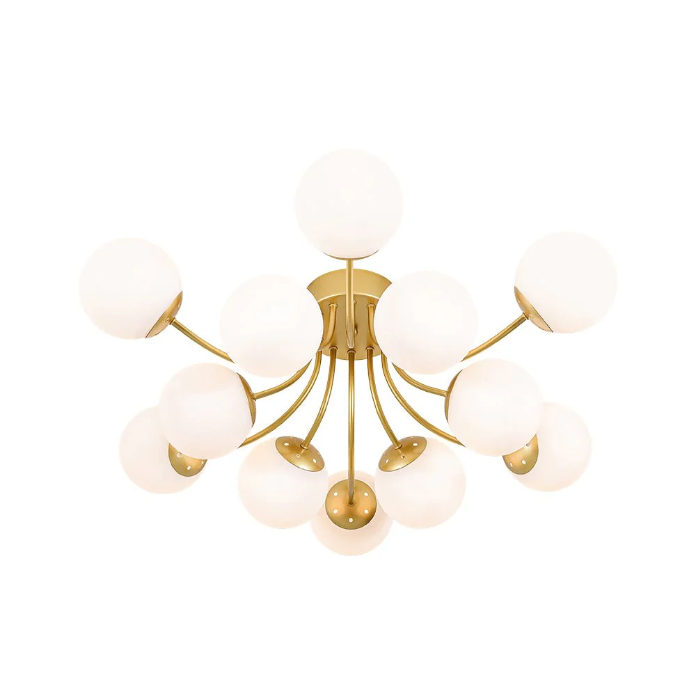 Bloom Tiered Frosted Glass Globe Bubble Semi Flush Chandelier - Image 3