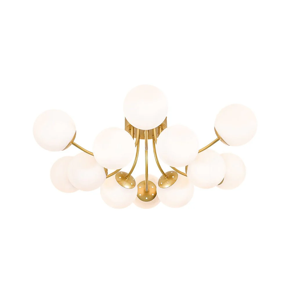 Bloom Tiered Frosted Glass Globe Bubble Semi Flush Chandelier - Image 5