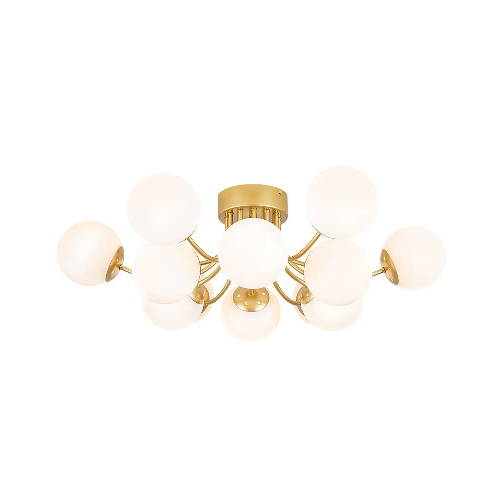 Bloom Tiered Frosted Glass Globe Bubble Semi Flush Chandelier - Image 6