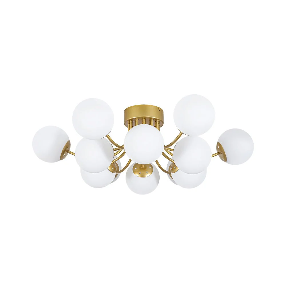 Bloom Tiered Frosted Glass Globe Bubble Semi Flush Chandelier - Image 7