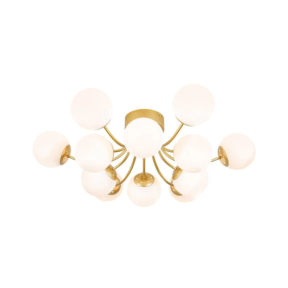 Bloom Tiered Frosted Glass Globe Bubble Semi Flush Chandelier - Image 8