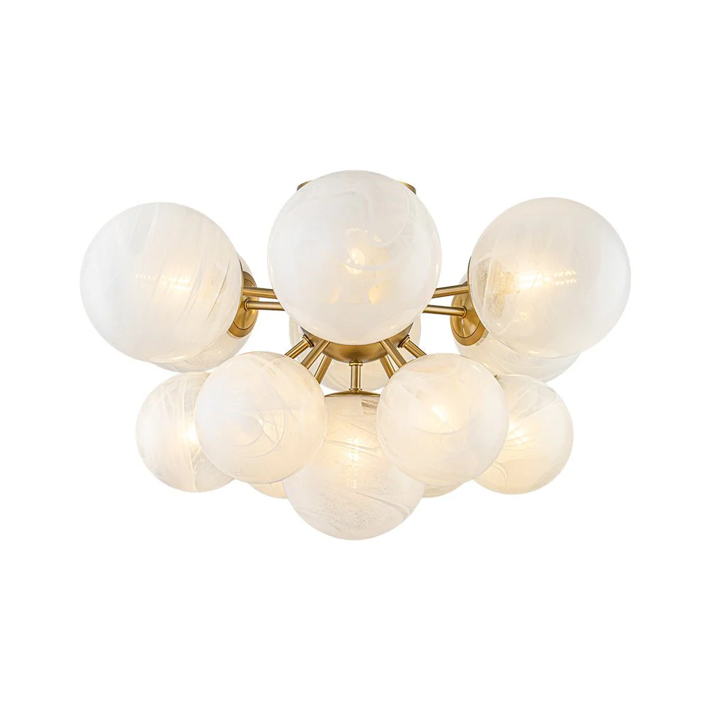 Bloom Tiered Opal Swirl Glass Bubble Semi Flush Chandelier - Image 10