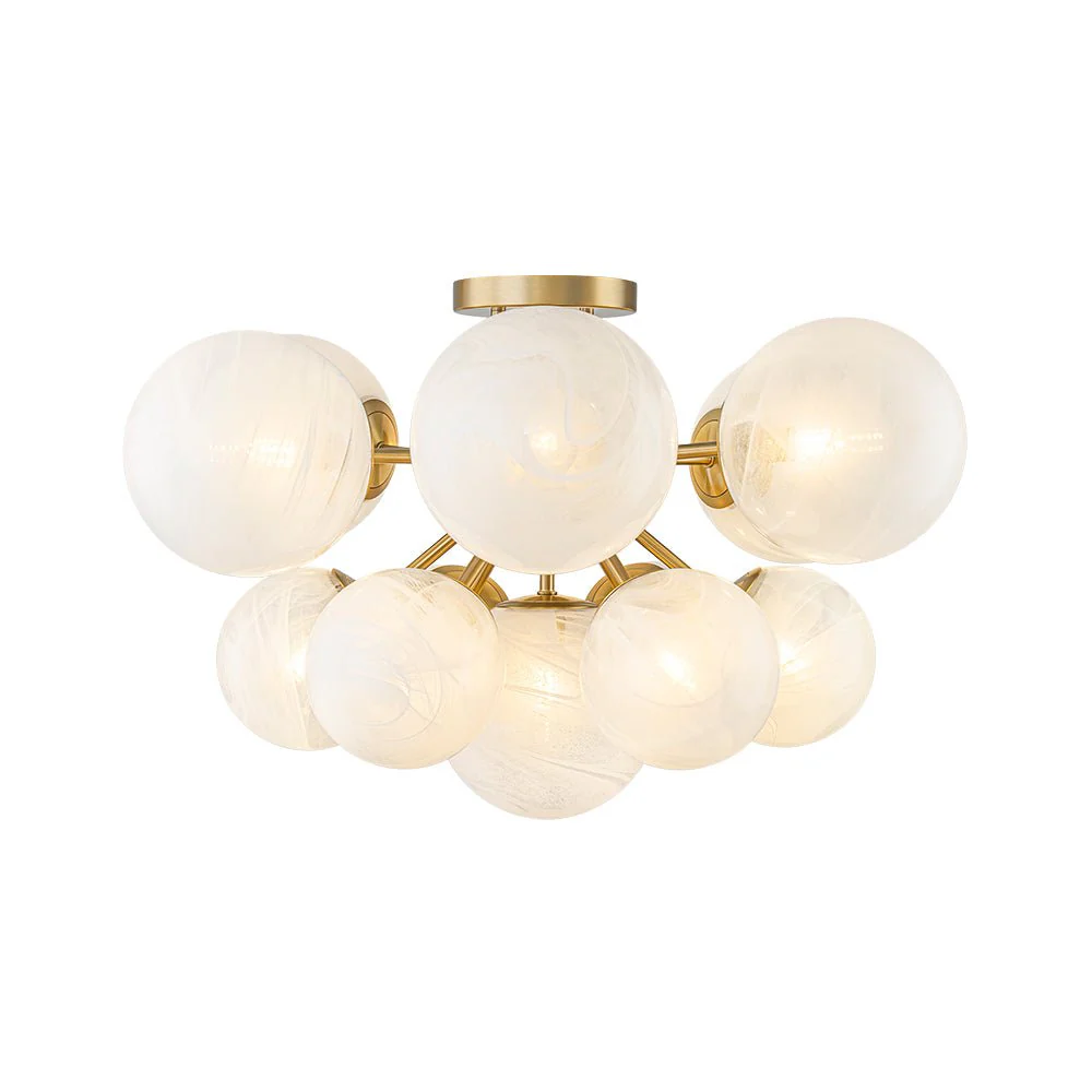 Bloom Tiered Opal Swirl Glass Bubble Semi Flush Chandelier - Image 11