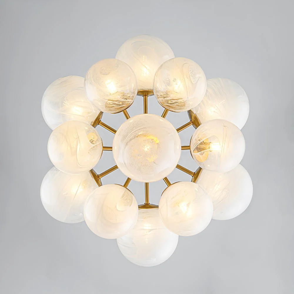 Bloom Tiered Opal Swirl Glass Bubble Semi Flush Chandelier - Image 15
